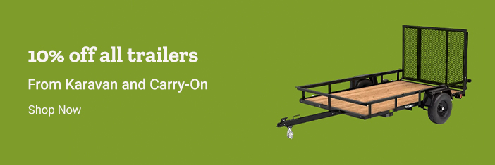 10 percent off all trailers, from Karavan and Carry-On. Shop Now